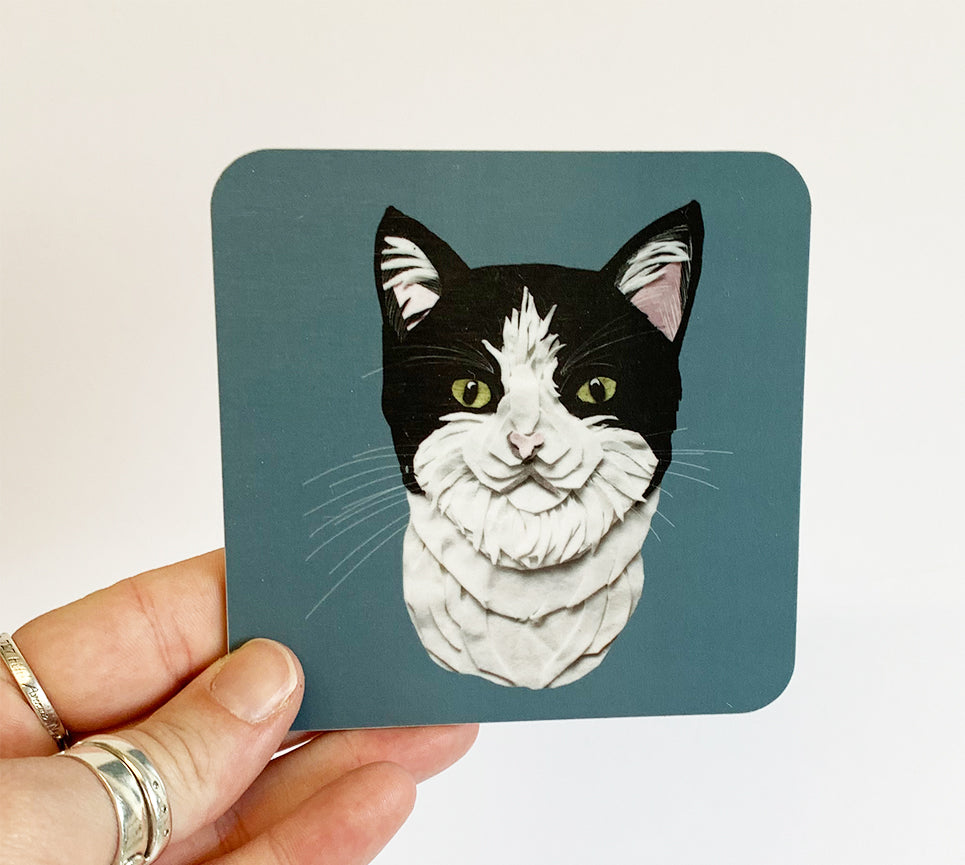 Black and White Cat Coaster