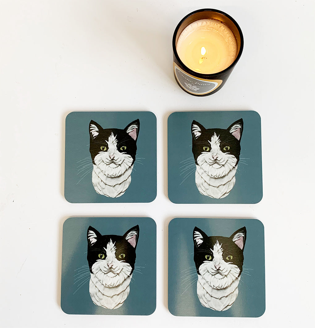 Black and White Cat Coaster