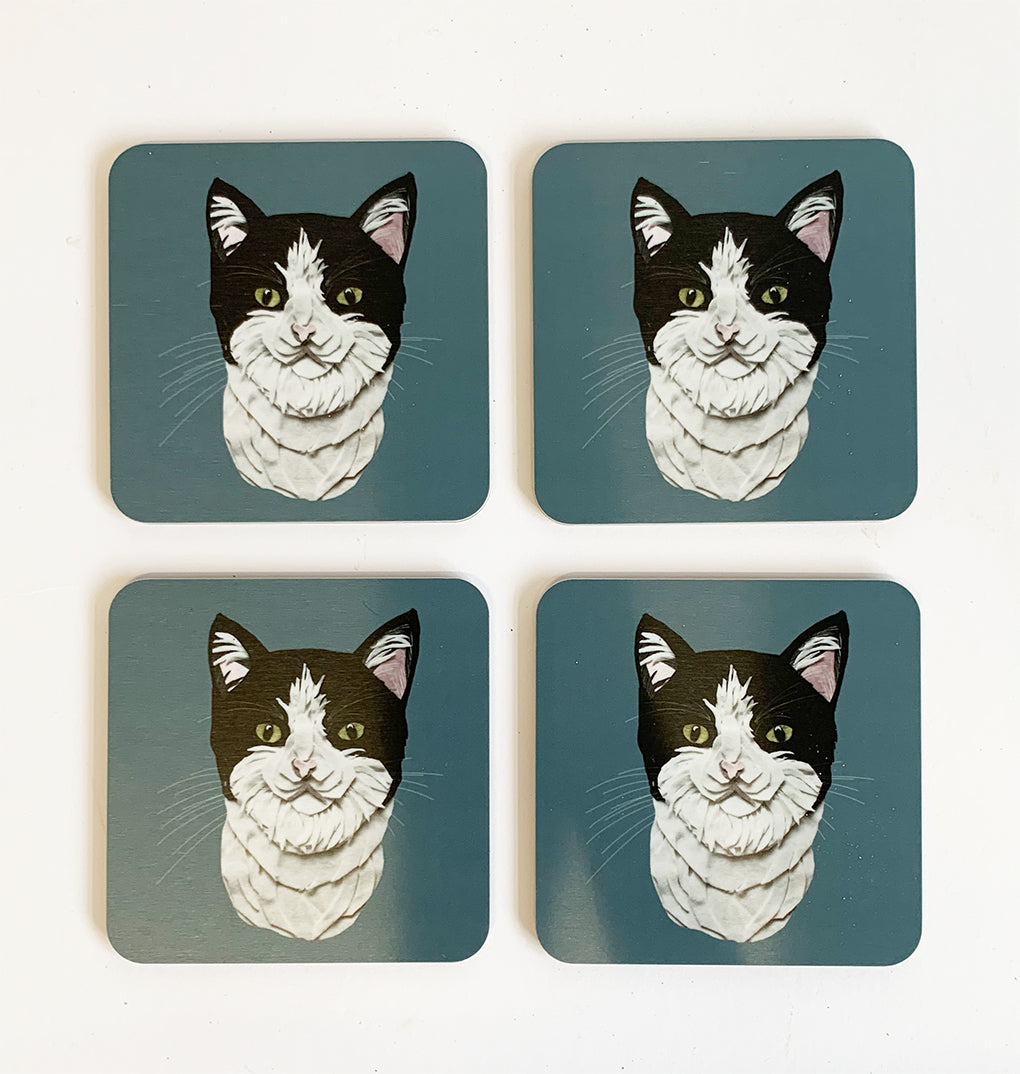 Black and White Cat Coaster