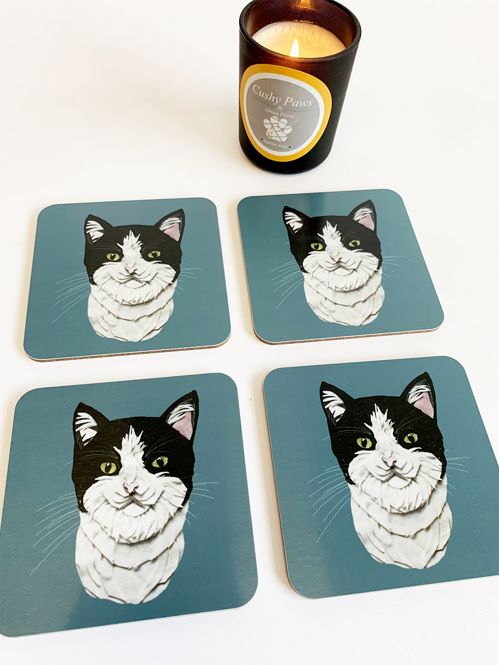 Black and White Cat Coaster