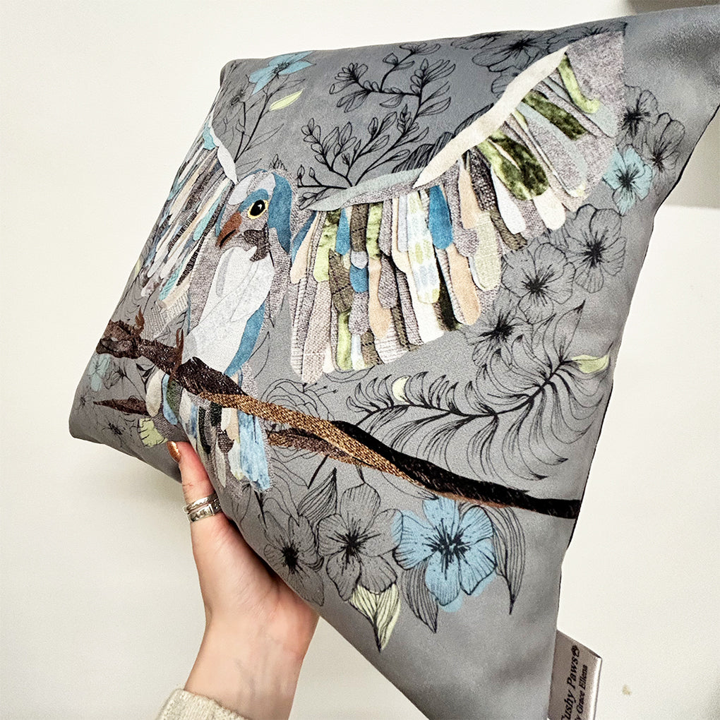 Velvet Bird Cushion