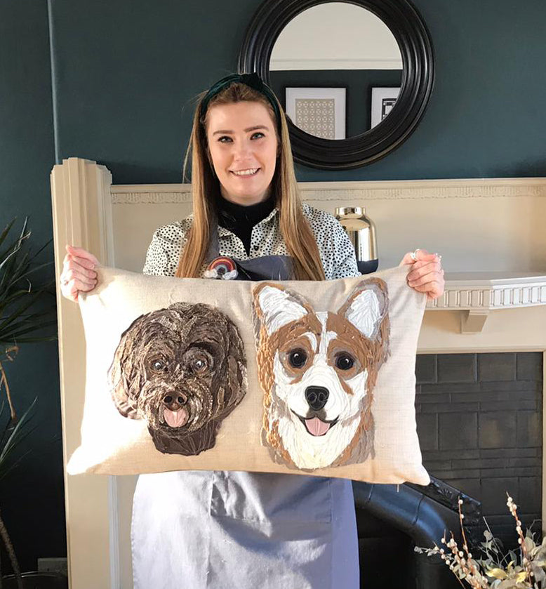 Pet Portrait Cushion- Two Pets