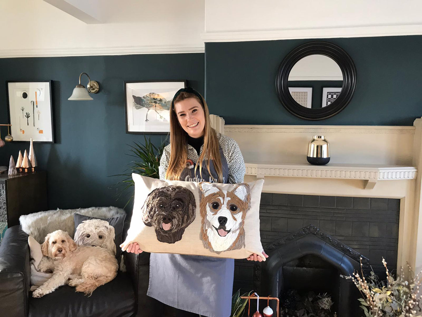Pet Portrait Cushion- Two Pets