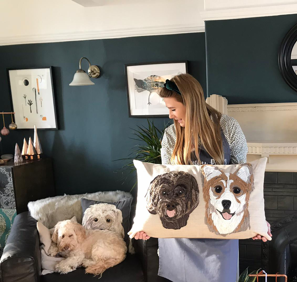 Pet Portrait Cushion- Two Pets