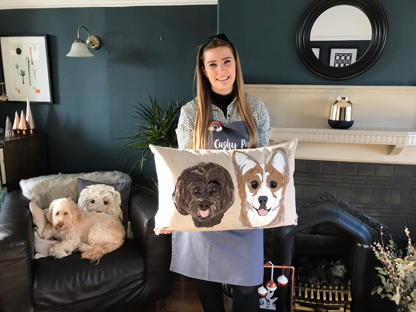 Pet Portrait Cushion- Two Pets