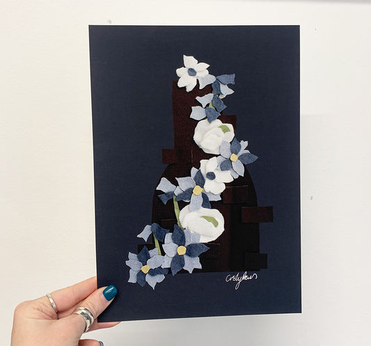 Wedgwood Blue Potbank Print, Stoke Print, Floral Potbank Print