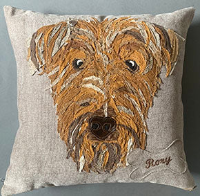 Pet Portrait commission cushion- with name