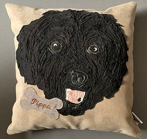 Pet Portrait commission cushion- with name