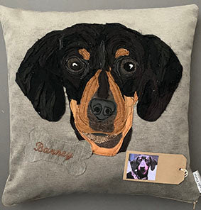 Pet Portrait commission cushion- with name