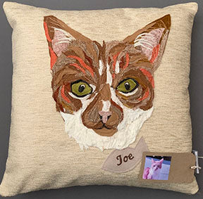 Pet Portrait commission cushion- with name